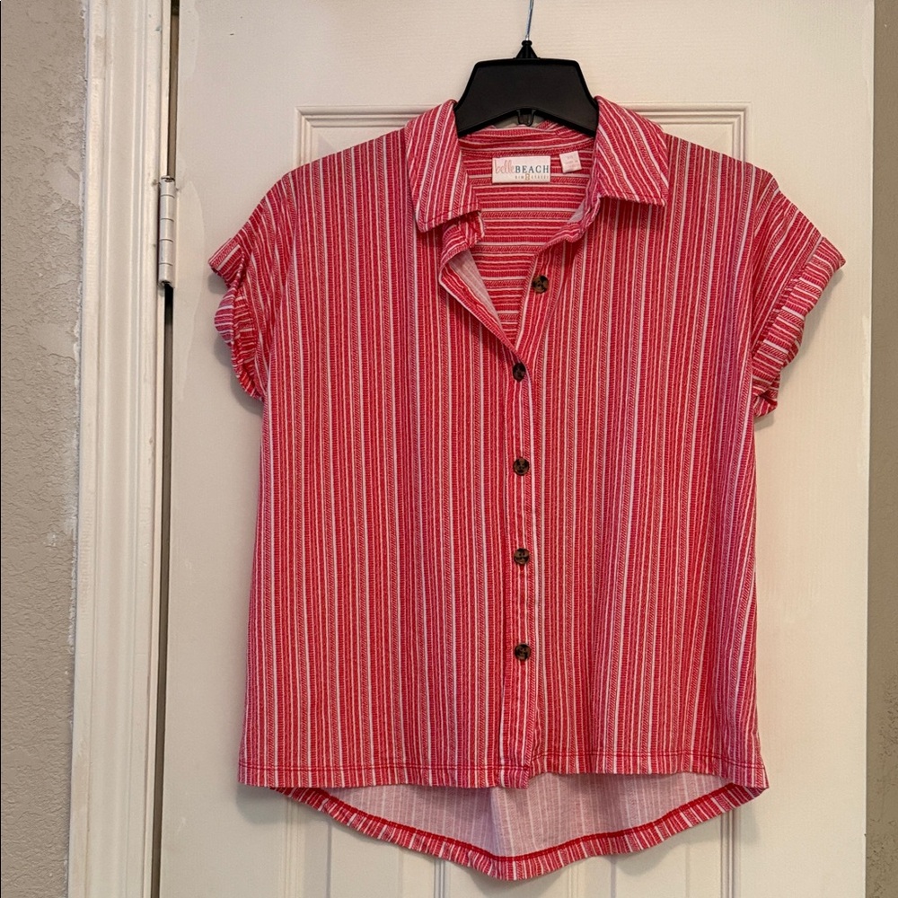 Belle by Kim Gravel Red Striped Top